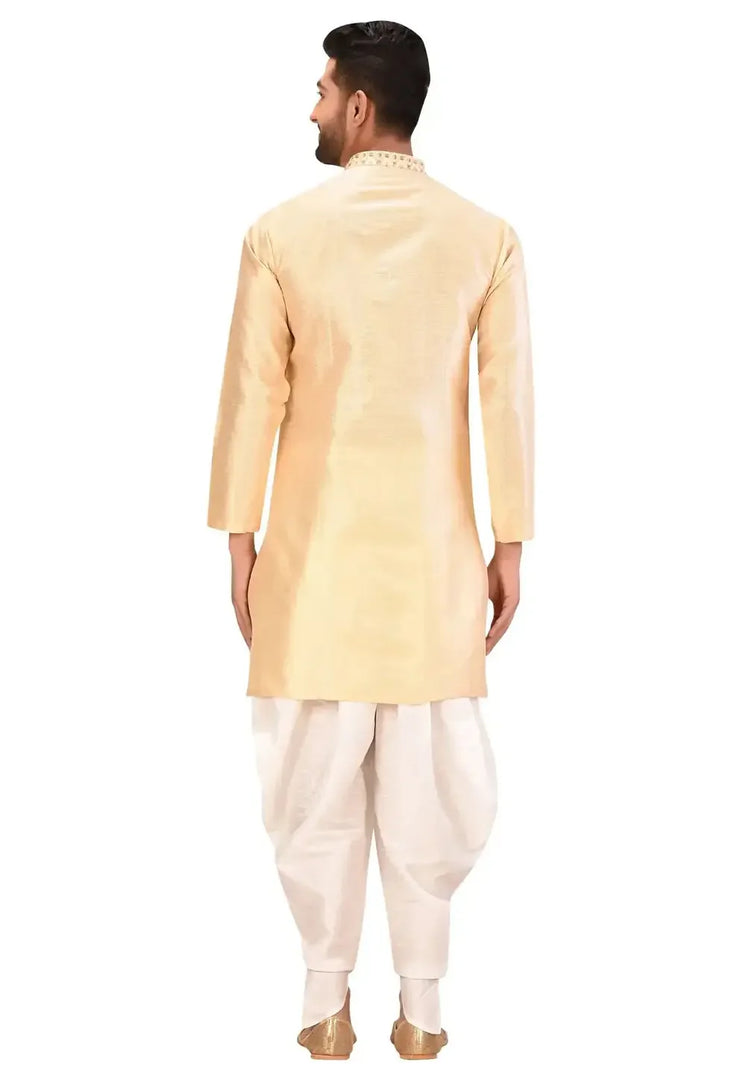 Beige Art Silk Indo Western Suit