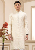 Load image into Gallery viewer, Beige Art Silk Kurta Pajama
