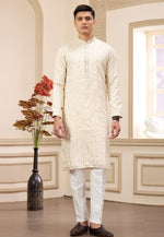 Load image into Gallery viewer, Beige Art Silk Kurta Pajama
