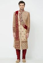 Load image into Gallery viewer, Beige Art Silk Sherwani
