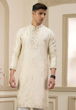 Load image into Gallery viewer, Beige Banarasi Kurta Pajama
