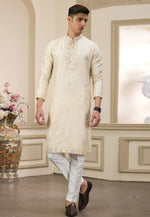 Load image into Gallery viewer, Beige Banarasi Kurta Pajama
