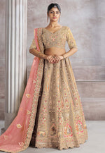 Load image into Gallery viewer, Beige Banarasi Silk Circular Lehenga Choli
