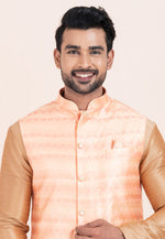 Load image into Gallery viewer, Beige Banarasi Silk Kurta Pajama With Jacket
