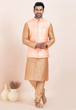 Load image into Gallery viewer, Beige Banarasi Silk Kurta Pajama With Jacket
