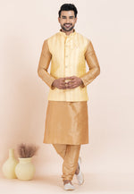 Load image into Gallery viewer, Beige Banarasi Silk Kurta Pajama With Jacket
