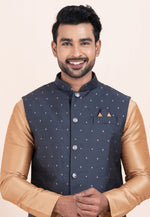 Load image into Gallery viewer, Beige Banarasi Silk Kurta Pajama With Jacket
