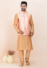 Load image into Gallery viewer, Beige Banarasi Silk Kurta Pajama With Jacket
