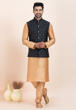 Load image into Gallery viewer, Beige Banarasi Silk Kurta Pajama With Jacket
