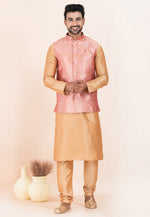 Load image into Gallery viewer, Beige Banarasi Silk Kurta Pajama With Jacket
