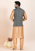 Load image into Gallery viewer, Beige Banarasi Silk Kurta Pajama With Jacket
