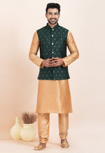 Load image into Gallery viewer, Beige Banarasi Silk Kurta Pajama With Jacket
