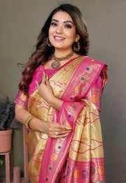 Beige Banarasi Silk Saree