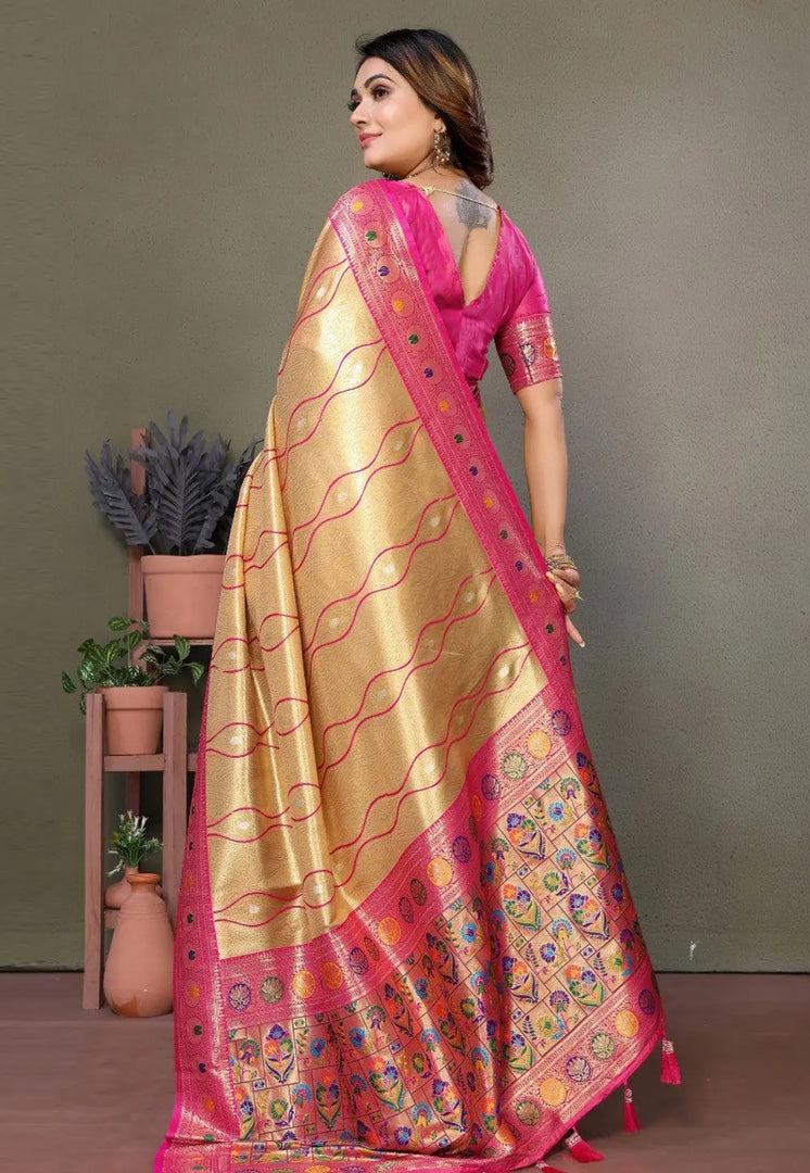 Beige Banarasi Silk Saree