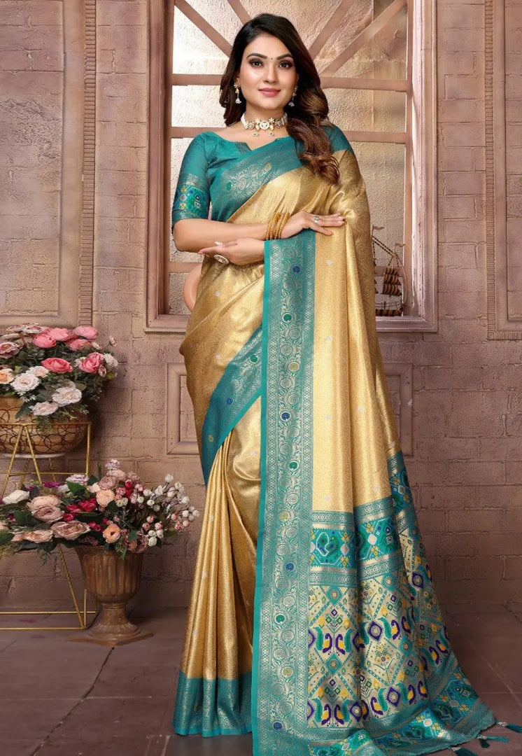 Beige Banarasi Silk Saree