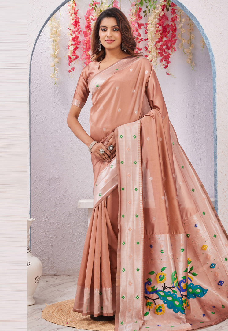 Beige Banarasi Silk Saree