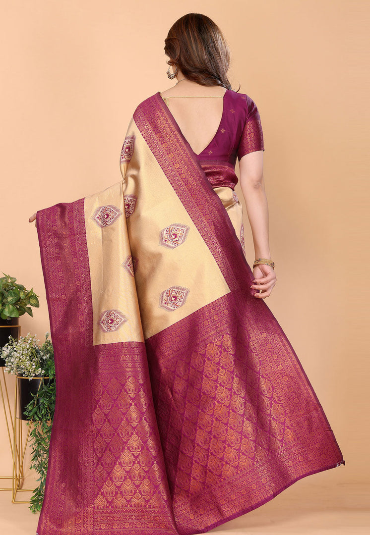 Beige Banarasi Silk Saree
