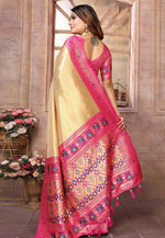 Load image into Gallery viewer, Beige Banarasi Silk Saree With Blouse
