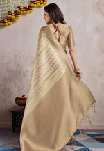 Load image into Gallery viewer, Beige Banarasi Silk Saree With Blouse
