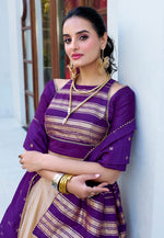 Load image into Gallery viewer, Beige Chanderi Circular Lehenga Choli
