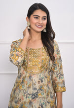 Load image into Gallery viewer, Beige Chanderi Kurta Set With Pant
