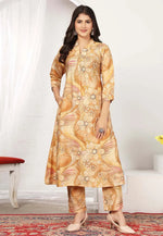 Load image into Gallery viewer, Beige Chanderi Kurta Set With Pent

