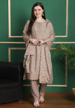Load image into Gallery viewer, Beige Chinon Chiffon Pant Style Suit
