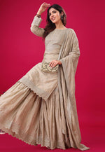 Load image into Gallery viewer, Beige Chinon Silk Readymade Gharara Suit
