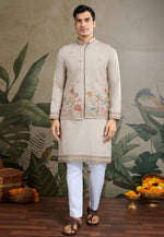 Load image into Gallery viewer, Beige Cotton Kurta Pajama With Jacket
