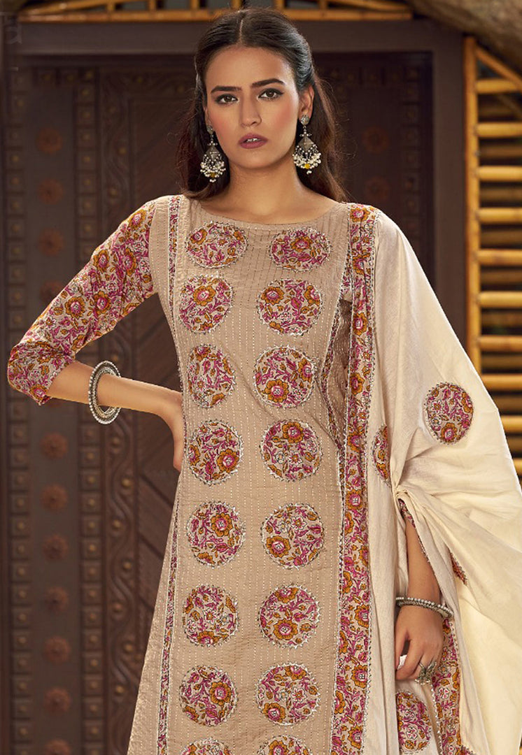 Beige Cotton Pant Style Suit