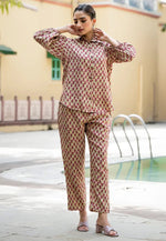 Load image into Gallery viewer, Beige Cotton Printed Co-Ords Set
