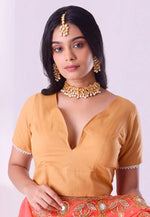 Load image into Gallery viewer, Beige Cotton Readymade Blouse
