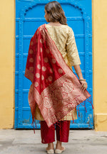 Load image into Gallery viewer, Beige Cotton Readymade Pakistani Suit
