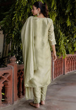 Load image into Gallery viewer, Beige Cotton Silk Readymade Pakistani Suit
