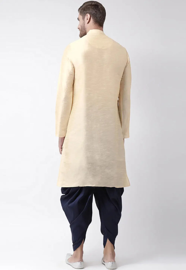 Beige Dupion Silk Dhoti Kurta