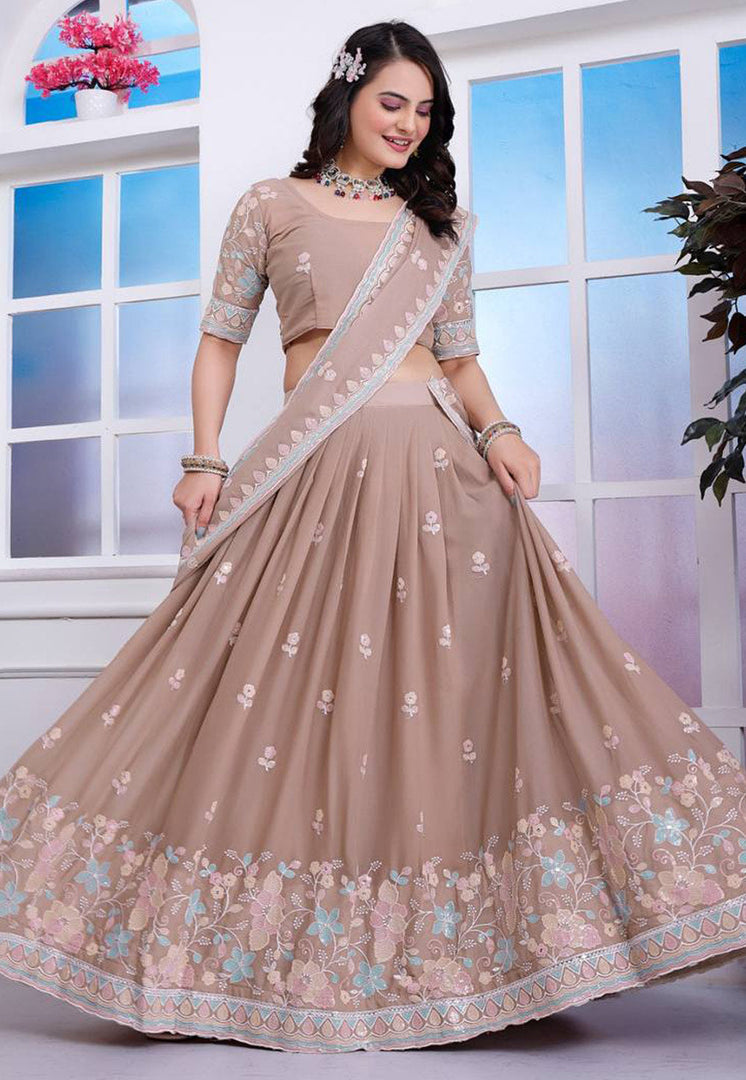 Beige Georgette Lehenga Choli