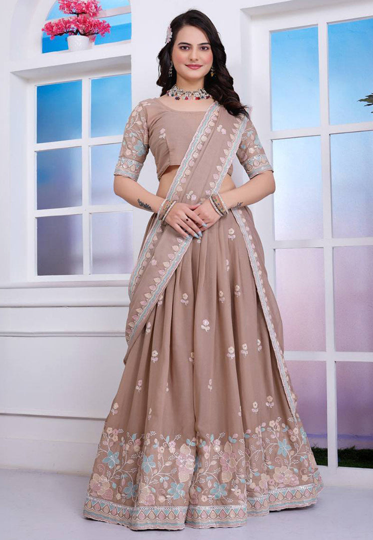 Beige Georgette Lehenga Choli