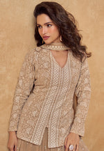 Load image into Gallery viewer, Beige Georgette Long Choli Lehenga
