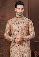 Load image into Gallery viewer, Beige Jacquard Indo Western Suit
