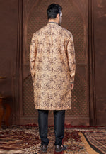 Load image into Gallery viewer, Beige Jacquard Indo Western Suit

