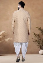 Load image into Gallery viewer, Beige Jacquard Indo Western Suit
