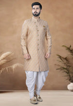 Load image into Gallery viewer, Beige Jacquard Indo Western Suit
