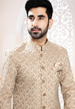 Load image into Gallery viewer, Beige Jacquard Indo Western Suit
