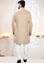 Load image into Gallery viewer, Beige Jacquard Indo Western Suit
