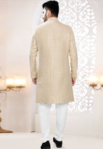 Load image into Gallery viewer, Beige Jacquard Indo Western Suit
