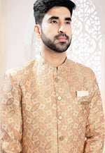 Load image into Gallery viewer, Beige Jacquard Indo Western Suit
