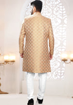 Load image into Gallery viewer, Beige Jacquard Indo Western Suit
