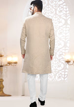 Load image into Gallery viewer, Beige Jacquard Indo Western Suit
