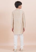 Load image into Gallery viewer, Beige Jacquard Silk Kids Kurta Pajama
