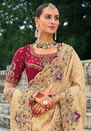 Beige Kanjivaram Silk Saree